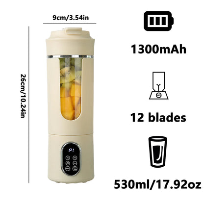 TurboBlend Wireless Portable Juicer – 12-Blade, 530ml