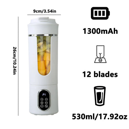 TurboBlend Wireless Portable Juicer – 12-Blade, 530ml