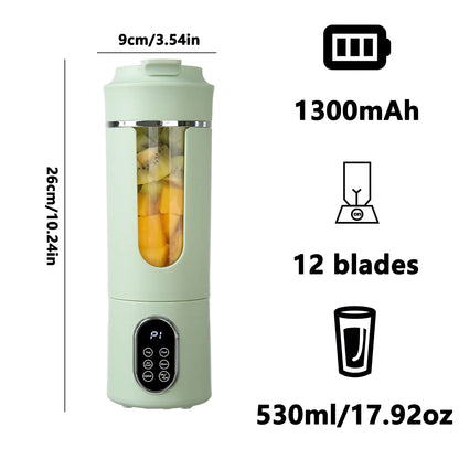 TurboBlend Wireless Portable Juicer – 12-Blade, 530ml